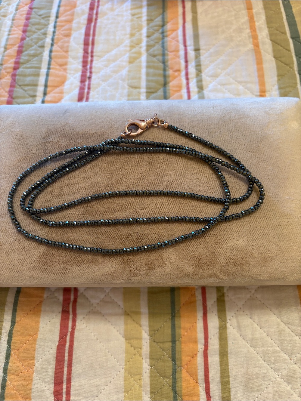 QVC Bronzo Italia Hematite Bead necklace 36 inch